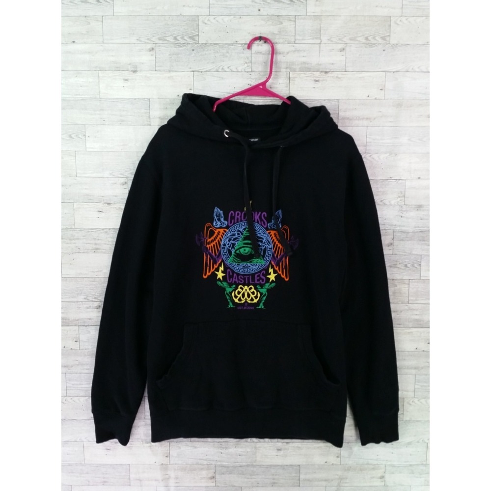 Men's Crooks & Castles Graphic Logo Hoodie Sweatshirt Size Medium M Pullover